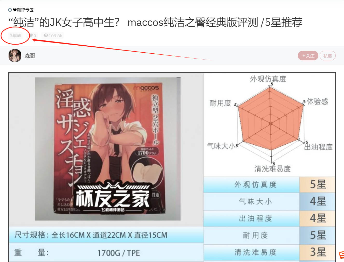 maccos——“纯洁之臀”评测!这个大小的话,有点不像臀模的感觉了....